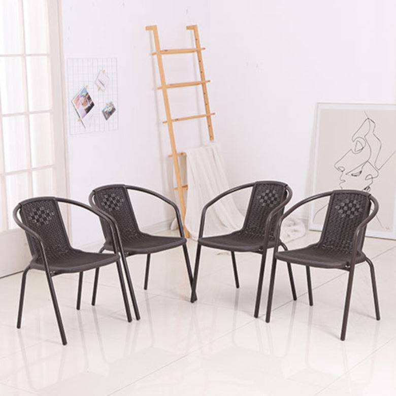 Metal Frame Dining Chair Modern Indoor-Outdoor Stacking Arm Chair