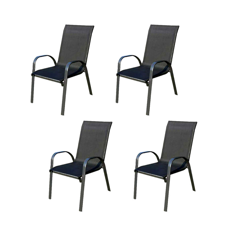 Metal Frame Dining Chair Modern Indoor-Outdoor Stacking Arm Chair