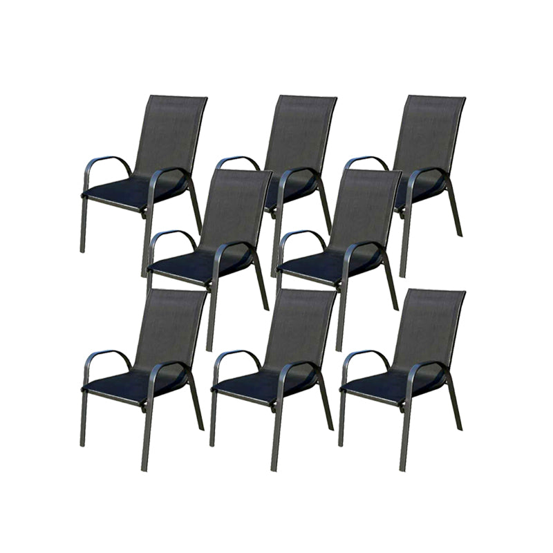 Metal Frame Dining Chair Modern Indoor-Outdoor Stacking Arm Chair