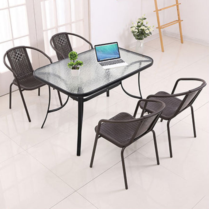 Metal Frame Dining Chair Modern Indoor-Outdoor Stacking Arm Chair
