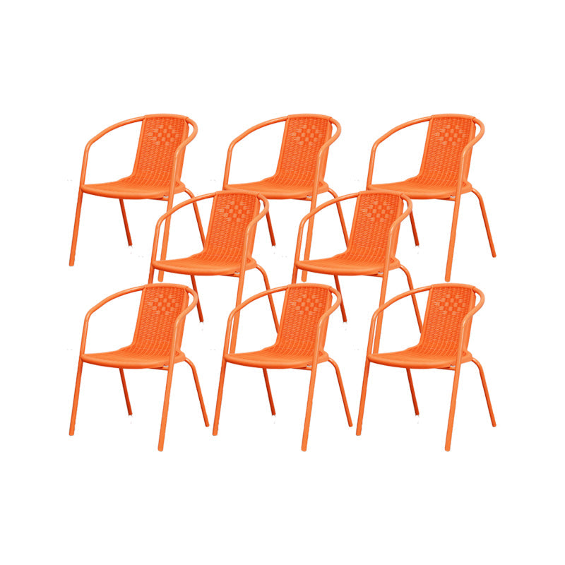 Metal Frame Dining Chair Modern Indoor-Outdoor Stacking Arm Chair