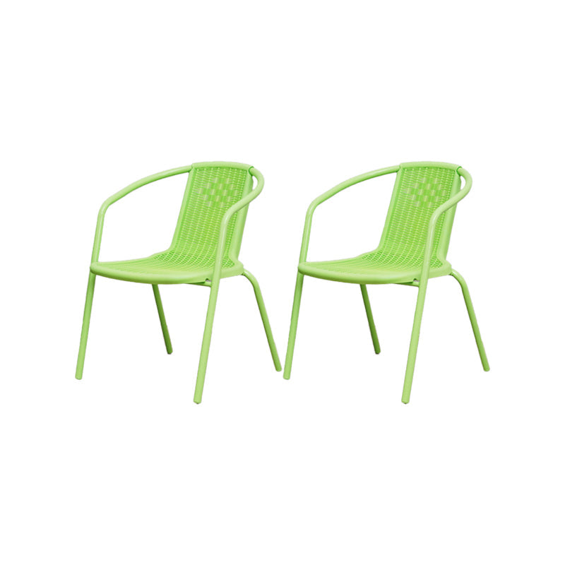 Metal Frame Dining Chair Modern Indoor-Outdoor Stacking Arm Chair