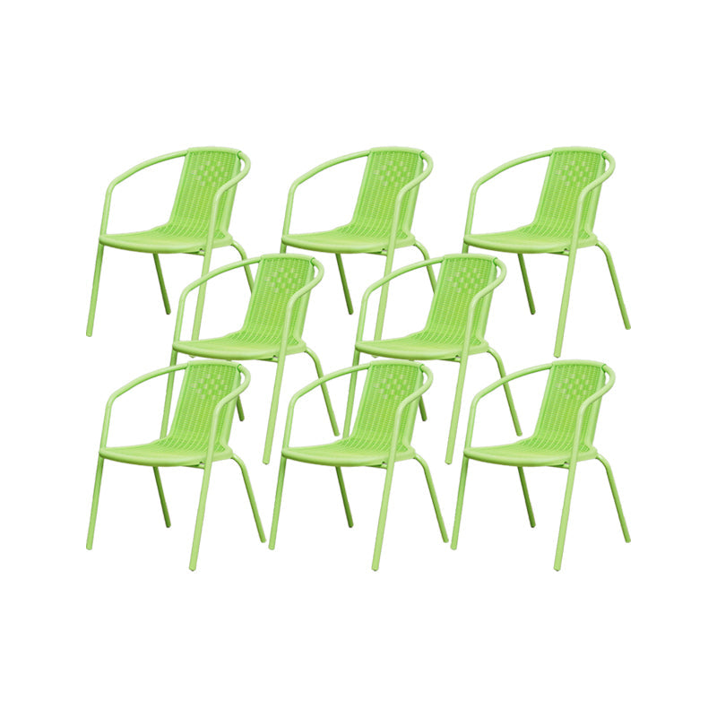 Metal Frame Dining Chair Modern Indoor-Outdoor Stacking Arm Chair