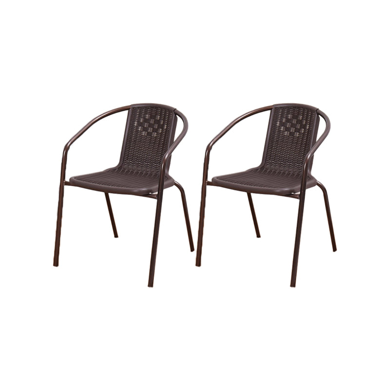 Metal Frame Dining Chair Modern Indoor-Outdoor Stacking Arm Chair