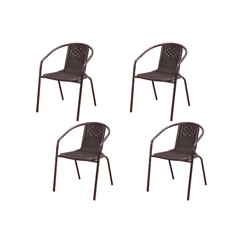 Metal Frame Dining Chair Modern Indoor-Outdoor Stacking Arm Chair