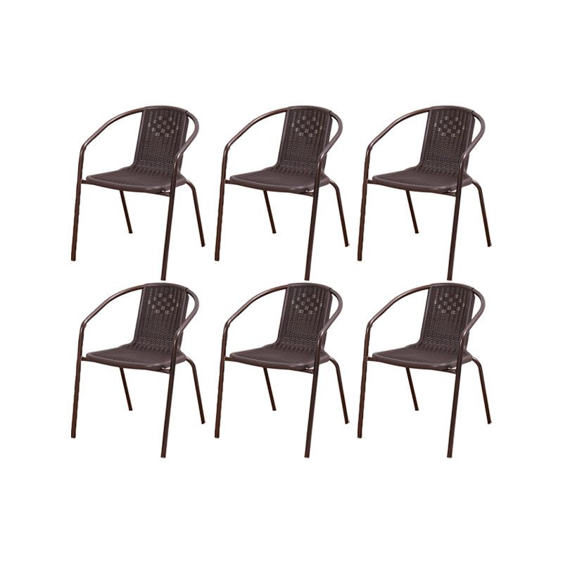 Metal Frame Dining Chair Modern Indoor-Outdoor Stacking Arm Chair