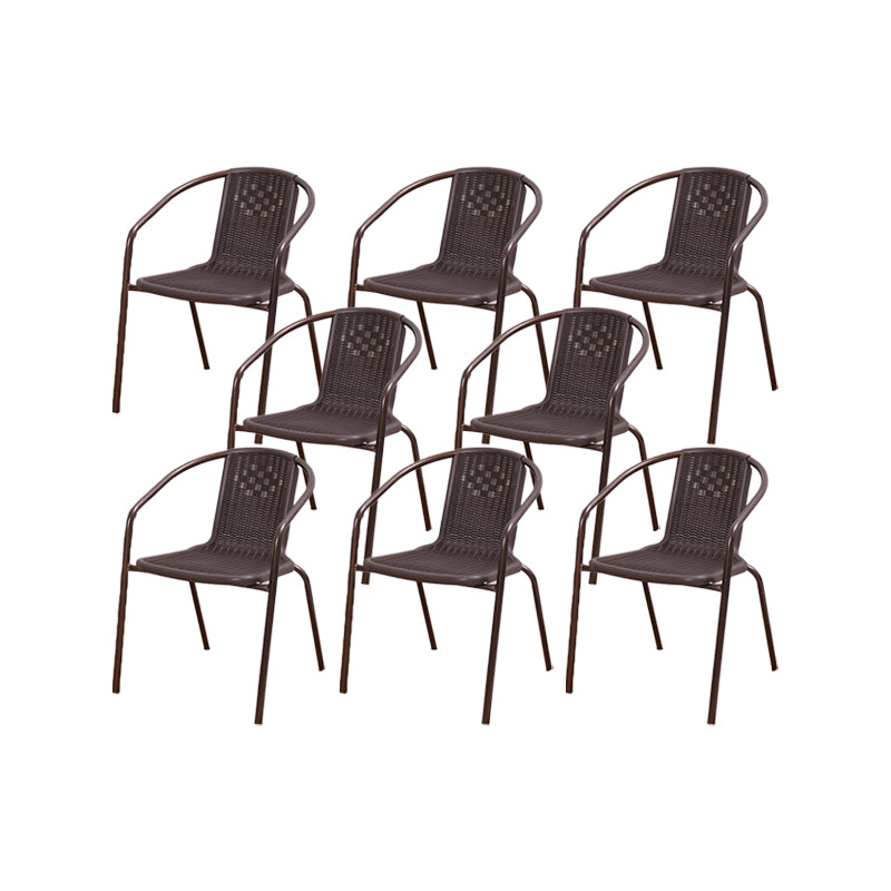 Metal Frame Dining Chair Modern Indoor-Outdoor Stacking Arm Chair