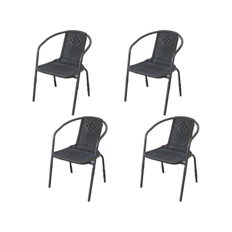 Metal Frame Dining Chair Modern Indoor-Outdoor Stacking Arm Chair