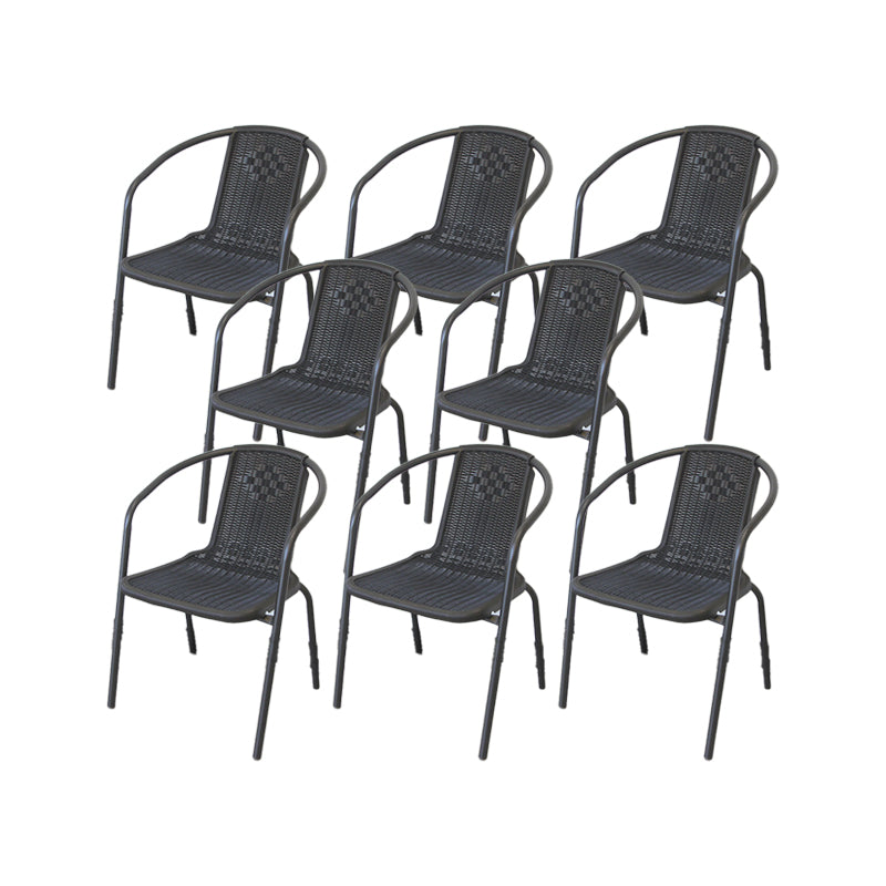 Metal Frame Dining Chair Modern Indoor-Outdoor Stacking Arm Chair
