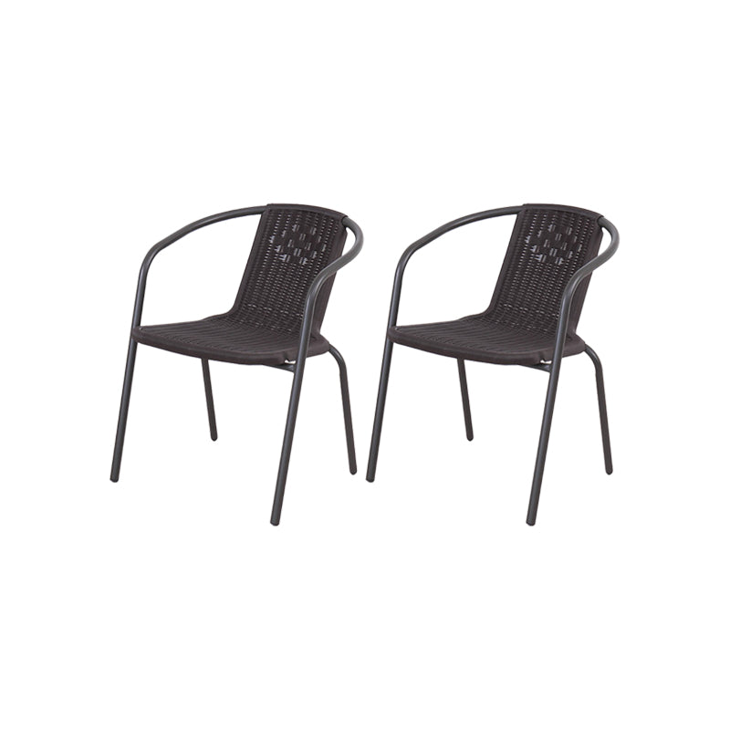 Metal Frame Dining Chair Modern Indoor-Outdoor Stacking Arm Chair