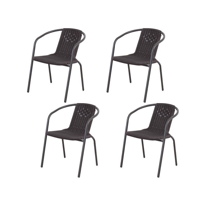 Metal Frame Dining Chair Modern Indoor-Outdoor Stacking Arm Chair