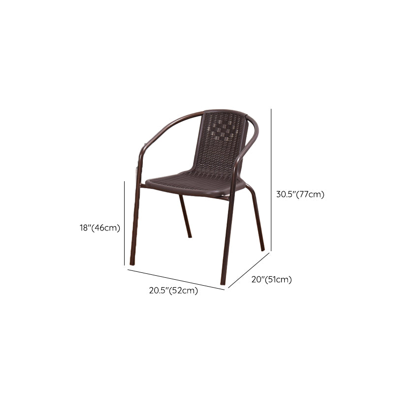 Metal Frame Dining Chair Modern Indoor-Outdoor Stacking Arm Chair