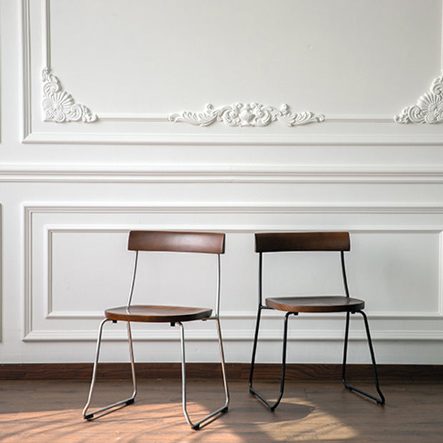 Modern Backrest Armless Wood Chair with Metal Legs for Dining Room Clearhalo 'Dining Chairs' 'Dining Tables & Seating' 'dining_chair' 'furn' 'furn_dining_chair' 'Furniture' 'Kitchen & Dining Furniture' 7499392