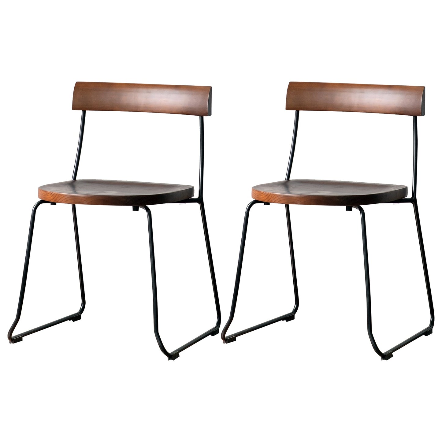 Modern Backrest Armless Wood Chair with Metal Legs for Dining Room 2 Piece Set Black Clearhalo 'Dining Chairs' 'Dining Tables & Seating' 'dining_chair' 'furn' 'furn_dining_chair' 'Furniture' 'Kitchen & Dining Furniture' 7499394