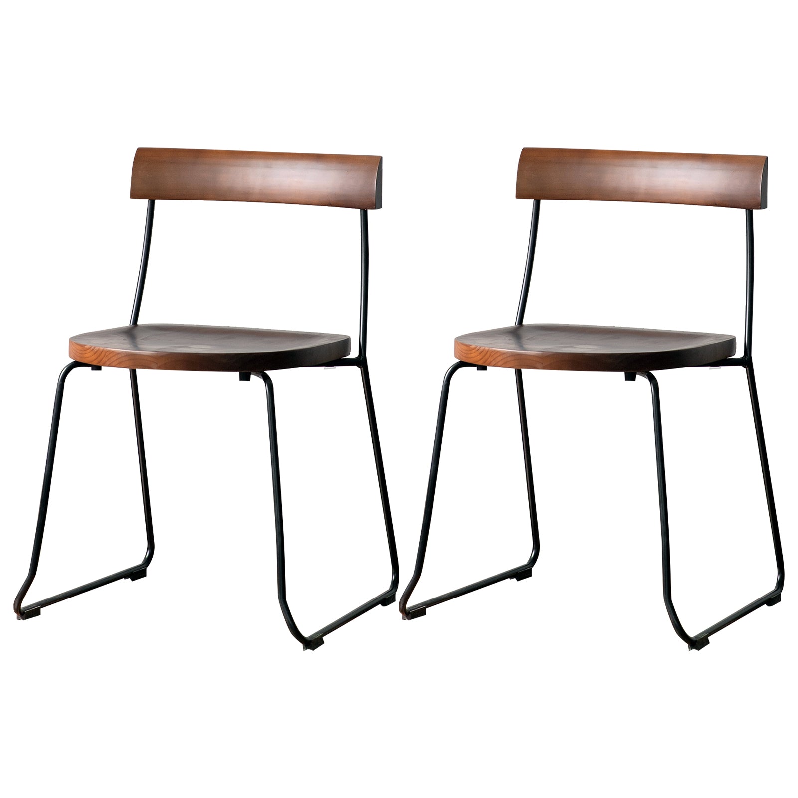 Modern Backrest Armless Wood Chair with Metal Legs for Dining Room 2 Piece Set Black Clearhalo 'Dining Chairs' 'Dining Tables & Seating' 'dining_chair' 'furn' 'furn_dining_chair' 'Furniture' 'Kitchen & Dining Furniture' 7499394