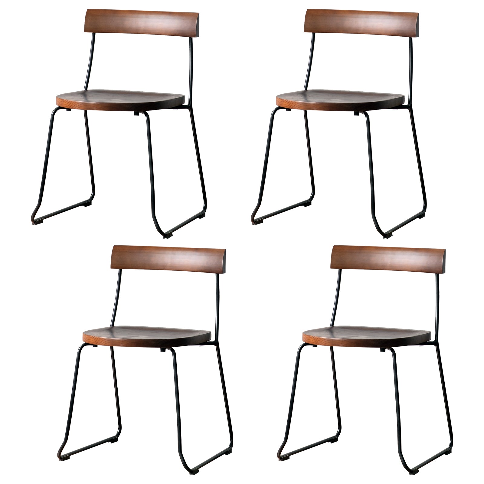 Modern Backrest Armless Wood Chair with Metal Legs for Dining Room 4 Piece Set Black Clearhalo 'Dining Chairs' 'Dining Tables & Seating' 'dining_chair' 'furn' 'furn_dining_chair' 'Furniture' 'Kitchen & Dining Furniture' 7499396