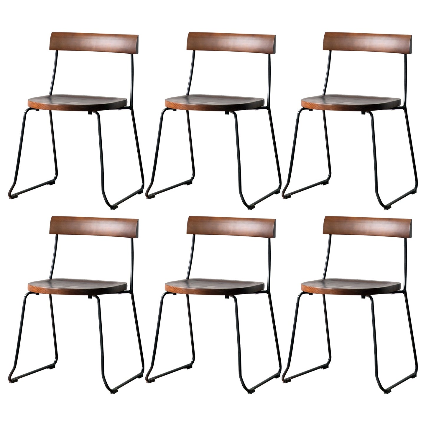 Modern Backrest Armless Wood Chair with Metal Legs for Dining Room 6 Piece Set Black Clearhalo 'Dining Chairs' 'Dining Tables & Seating' 'dining_chair' 'furn' 'furn_dining_chair' 'Furniture' 'Kitchen & Dining Furniture' 7499399