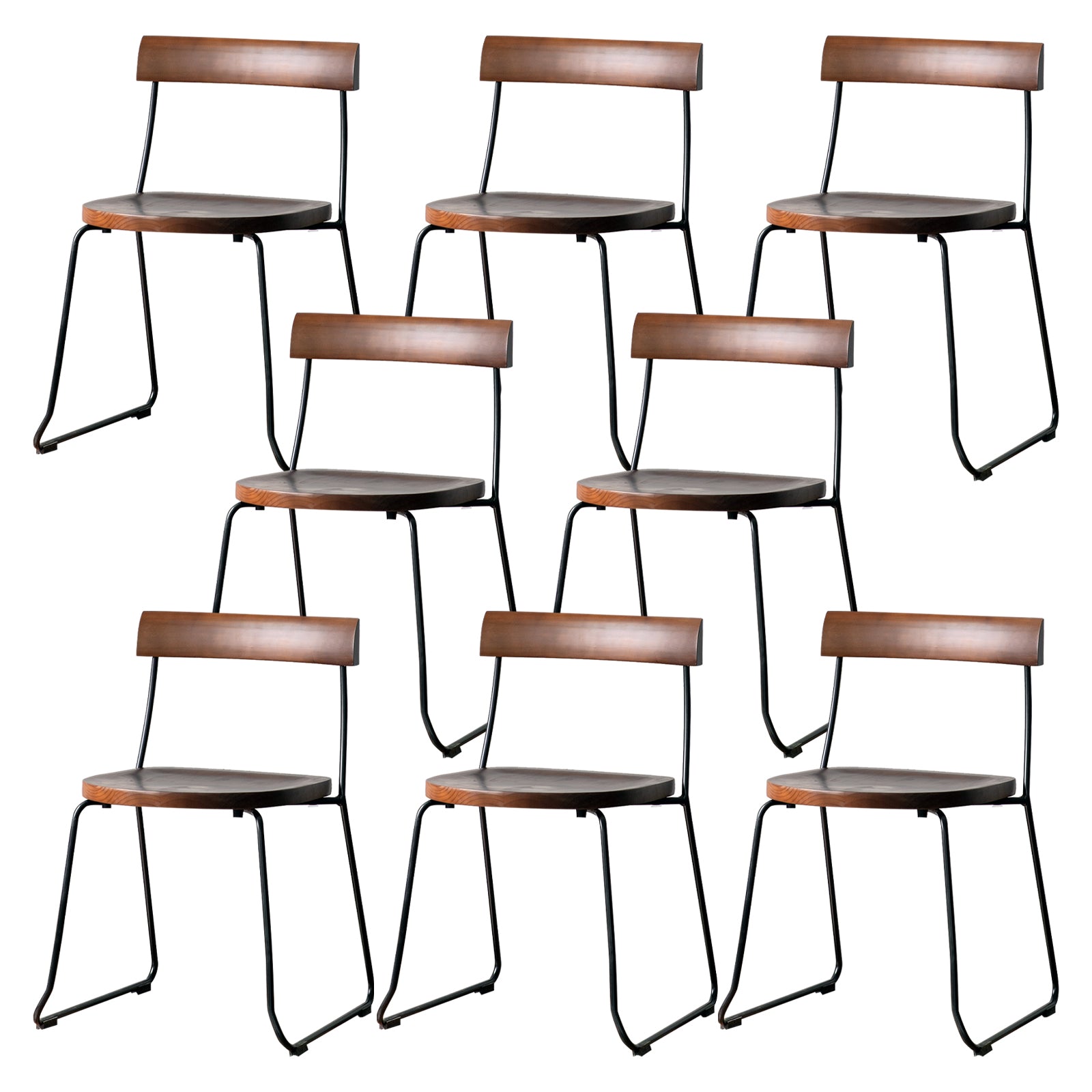 Modern Backrest Armless Wood Chair with Metal Legs for Dining Room 8 Piece Set Black Clearhalo 'Dining Chairs' 'Dining Tables & Seating' 'dining_chair' 'furn' 'furn_dining_chair' 'Furniture' 'Kitchen & Dining Furniture' 7499401