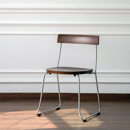 Modern Backrest Armless Wood Chair with Metal Legs for Dining Room 1 Piece Silver Clearhalo 'Dining Chairs' 'Dining Tables & Seating' 'dining_chair' 'furn' 'furn_dining_chair' 'Furniture' 'Kitchen & Dining Furniture' 7499402