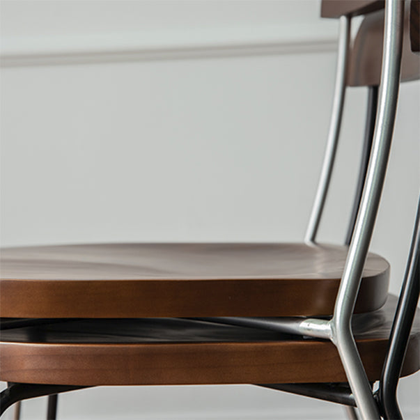 Modern Backrest Armless Wood Chair with Metal Legs for Dining Room Clearhalo 'Dining Chairs' 'Dining Tables & Seating' 'dining_chair' 'furn' 'furn_dining_chair' 'Furniture' 'Kitchen & Dining Furniture' 7499405