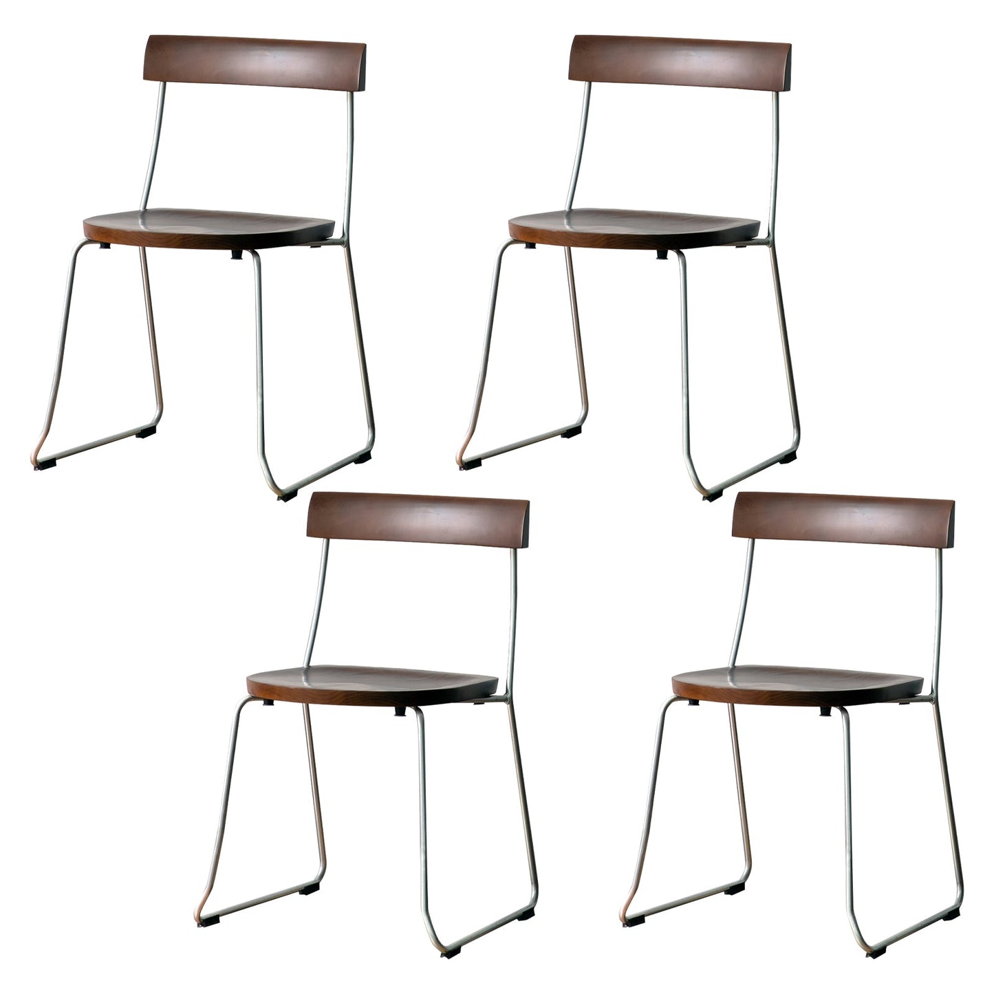 Modern Backrest Armless Wood Chair with Metal Legs for Dining Room 4 Piece Set Silver Clearhalo 'Dining Chairs' 'Dining Tables & Seating' 'dining_chair' 'furn' 'furn_dining_chair' 'Furniture' 'Kitchen & Dining Furniture' 7499406