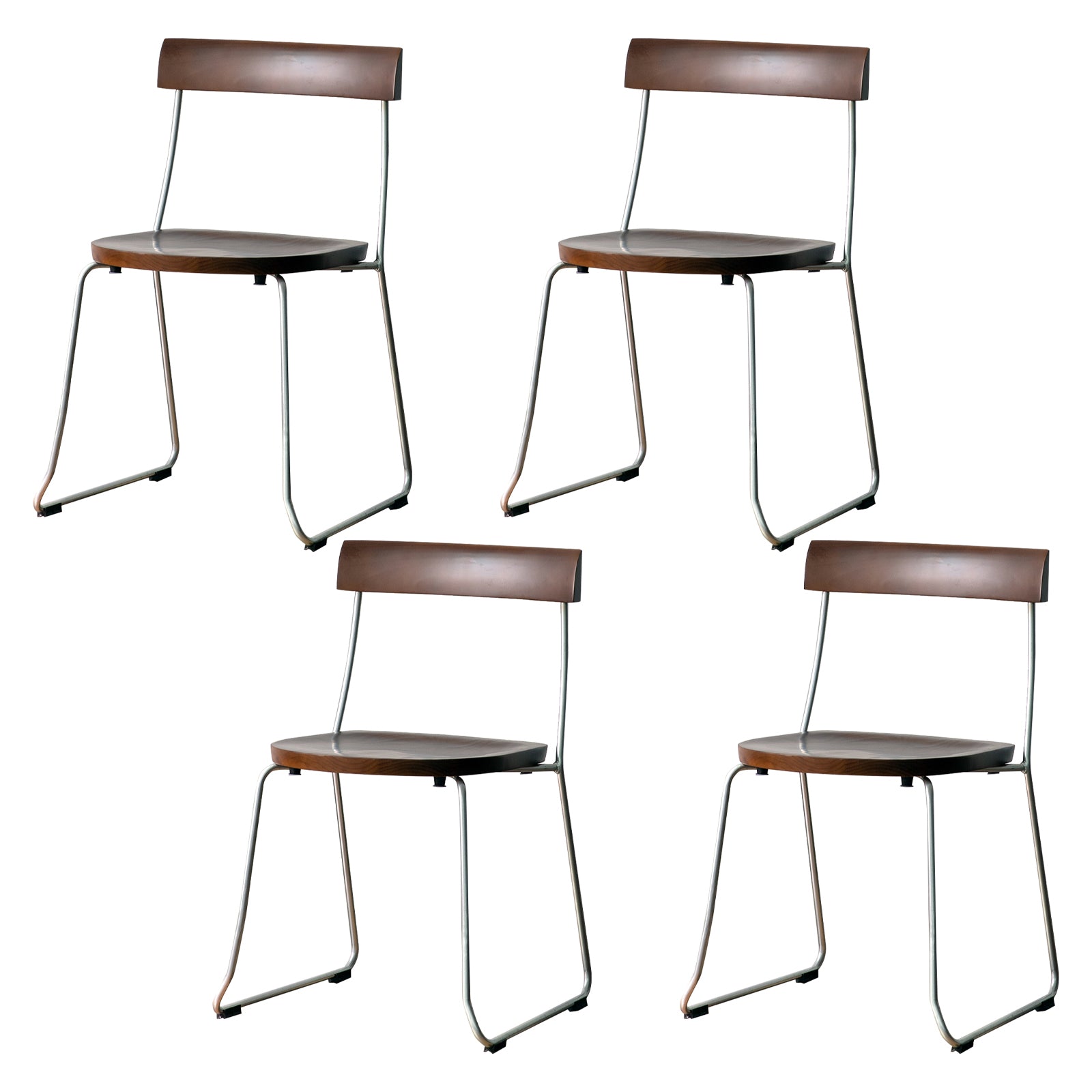 Modern Backrest Armless Wood Chair with Metal Legs for Dining Room 4 Piece Set Silver Clearhalo 'Dining Chairs' 'Dining Tables & Seating' 'dining_chair' 'furn' 'furn_dining_chair' 'Furniture' 'Kitchen & Dining Furniture' 7499406