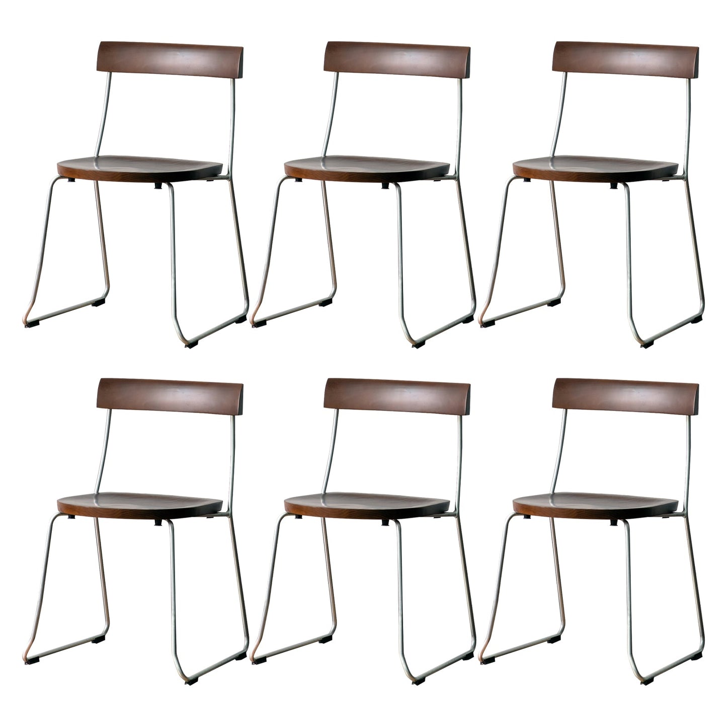 Modern Backrest Armless Wood Chair with Metal Legs for Dining Room 6 Piece Set Silver Clearhalo 'Dining Chairs' 'Dining Tables & Seating' 'dining_chair' 'furn' 'furn_dining_chair' 'Furniture' 'Kitchen & Dining Furniture' 7499408