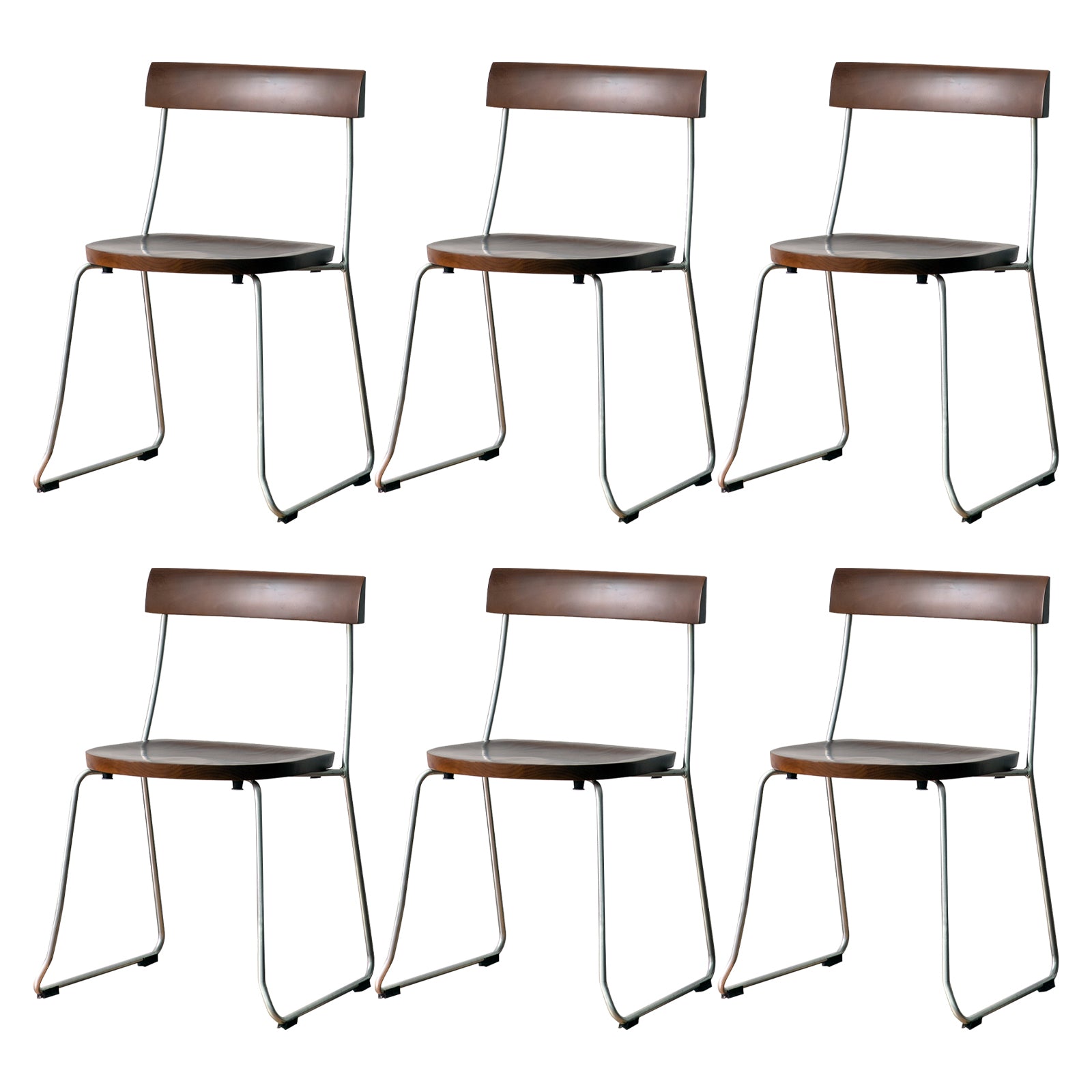 Modern Backrest Armless Wood Chair with Metal Legs for Dining Room 6 Piece Set Silver Clearhalo 'Dining Chairs' 'Dining Tables & Seating' 'dining_chair' 'furn' 'furn_dining_chair' 'Furniture' 'Kitchen & Dining Furniture' 7499408