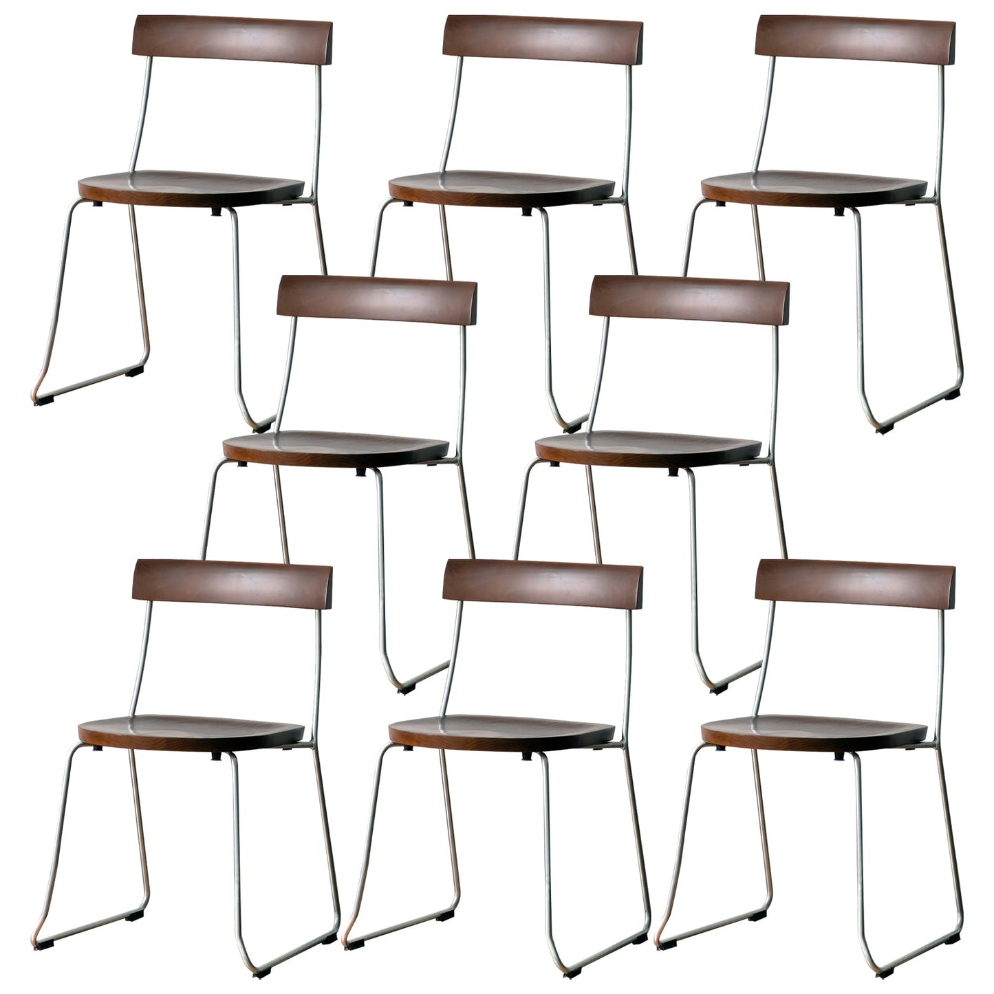 Modern Backrest Armless Wood Chair with Metal Legs for Dining Room 8 Piece Set Silver Clearhalo 'Dining Chairs' 'Dining Tables & Seating' 'dining_chair' 'furn' 'furn_dining_chair' 'Furniture' 'Kitchen & Dining Furniture' 7499410