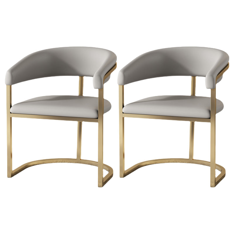 Moderne rugleuning armleuning kussenstoel met metalen basis voor eetkamer