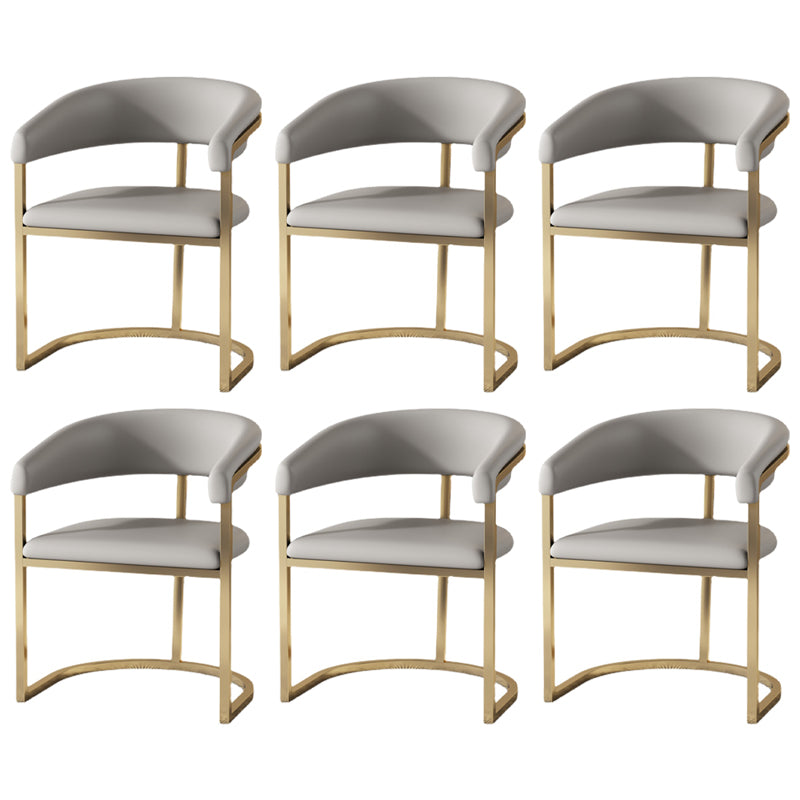 Moderne rugleuning armleuning kussenstoel met metalen basis voor eetkamer