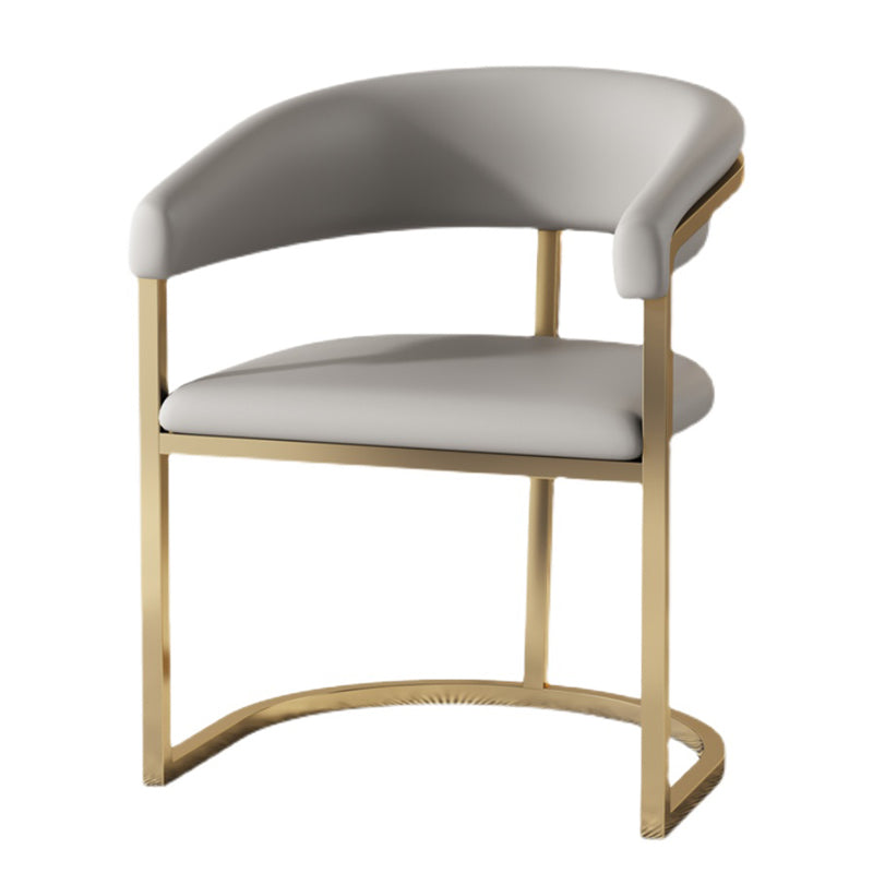 Moderne rugleuning armleuning kussenstoel met metalen basis voor eetkamer