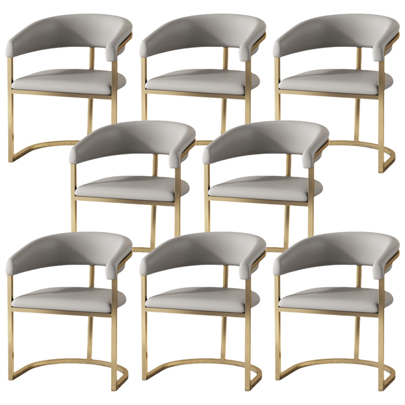 Moderne rugleuning armleuning kussenstoel met metalen basis voor eetkamer