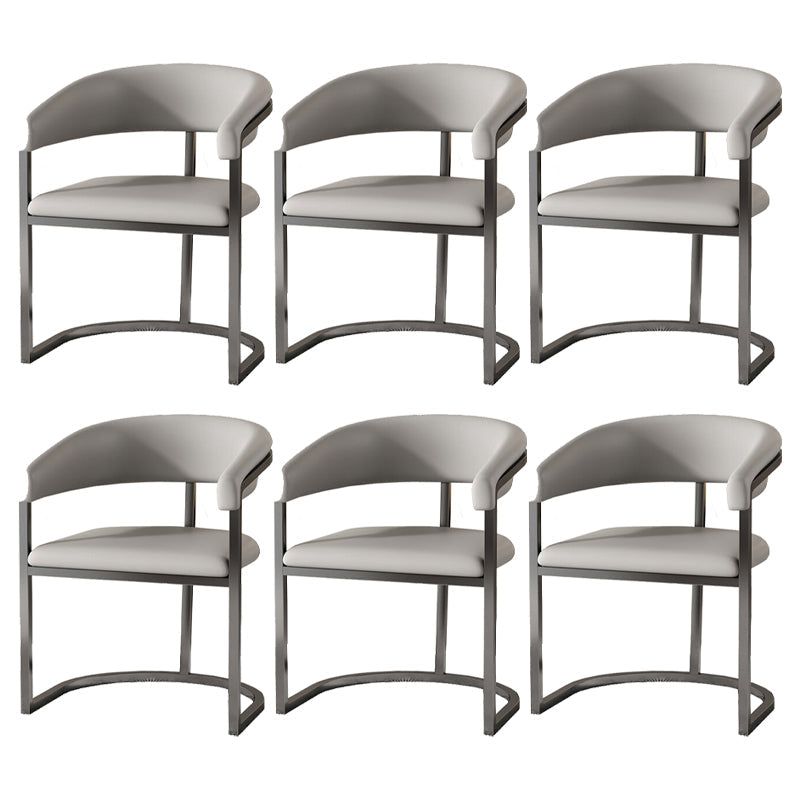 Moderne rugleuning armleuning kussenstoel met metalen basis voor eetkamer