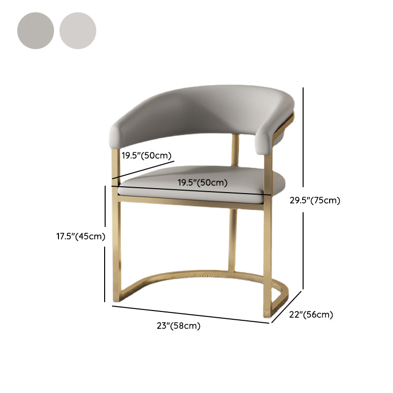 Moderne rugleuning armleuning kussenstoel met metalen basis voor eetkamer
