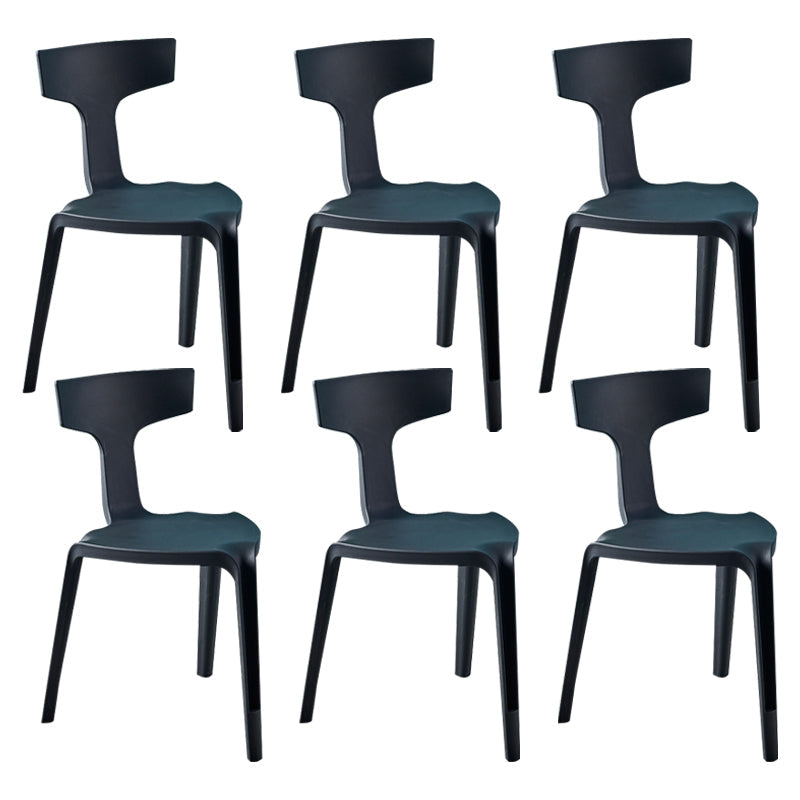 Contemporary Style Side Chair Plastic Slat Back Dining Room Chair for Indoor Black 6 Piece Set Clearhalo 'Dining Chairs' 'Dining Tables & Seating' 'dining_chair' 'furn' 'furn_dining_chair' 'Furniture' 'Kitchen & Dining Furniture' 7499520