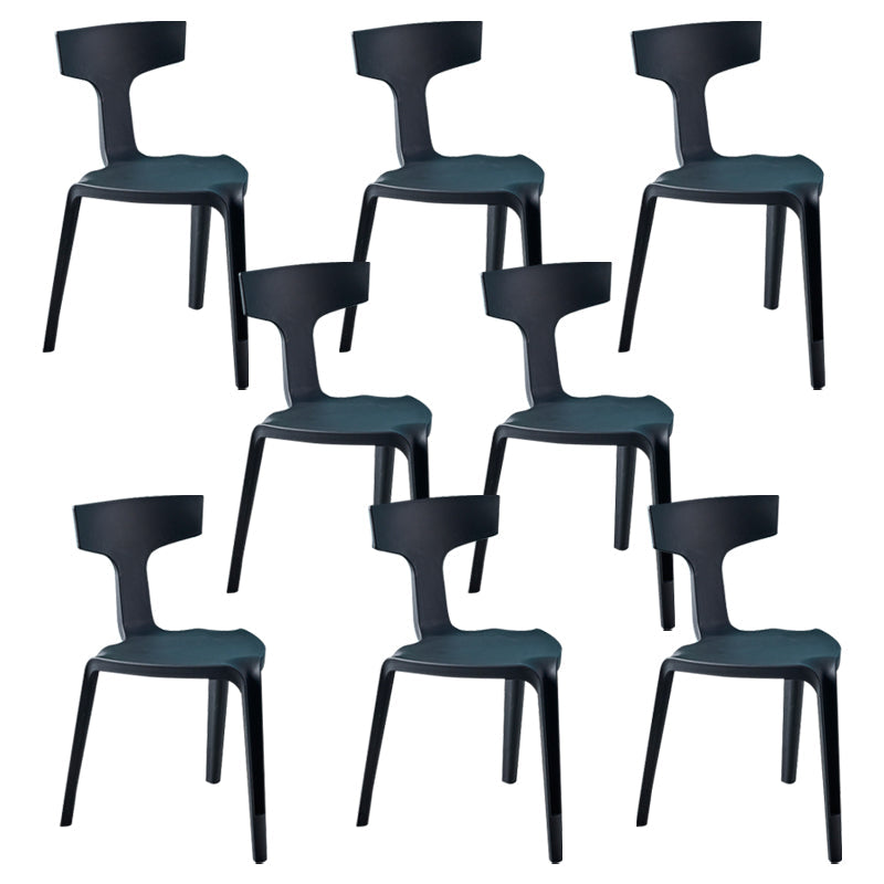 Contemporary Style Side Chair Plastic Slat Back Dining Room Chair for Indoor Black 8 Piece Set Clearhalo 'Dining Chairs' 'Dining Tables & Seating' 'dining_chair' 'furn' 'furn_dining_chair' 'Furniture' 'Kitchen & Dining Furniture' 7499523