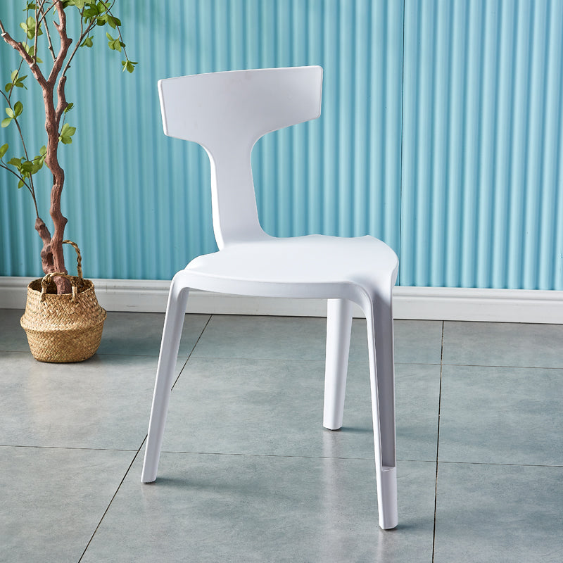 Contemporary Style Side Chair Plastic Slat Back Dining Room Chair for Indoor White 1 Piece Clearhalo 'Dining Chairs' 'Dining Tables & Seating' 'dining_chair' 'furn' 'furn_dining_chair' 'Furniture' 'Kitchen & Dining Furniture' 7499525