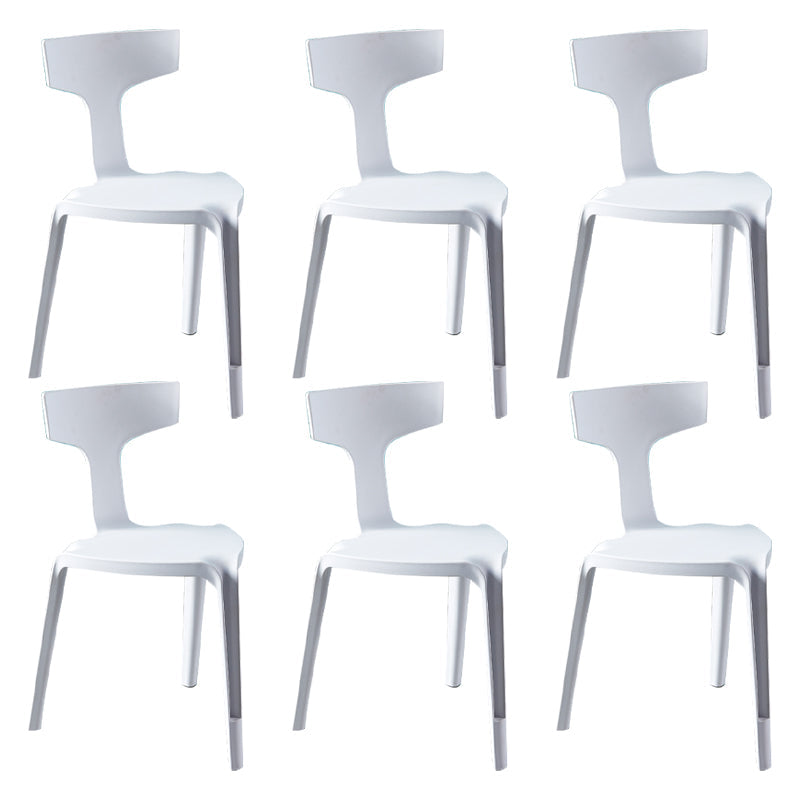 Contemporary Style Side Chair Plastic Slat Back Dining Room Chair for Indoor White 6 Piece Set Clearhalo 'Dining Chairs' 'Dining Tables & Seating' 'dining_chair' 'furn' 'furn_dining_chair' 'Furniture' 'Kitchen & Dining Furniture' 7499530