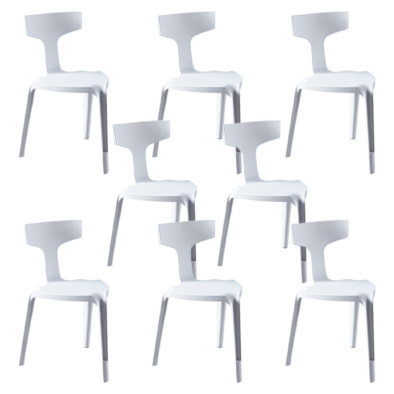 Contemporary Style Side Chair Plastic Slat Back Dining Room Chair for Indoor White 8 Piece Set Clearhalo 'Dining Chairs' 'Dining Tables & Seating' 'dining_chair' 'furn' 'furn_dining_chair' 'Furniture' 'Kitchen & Dining Furniture' 7499532