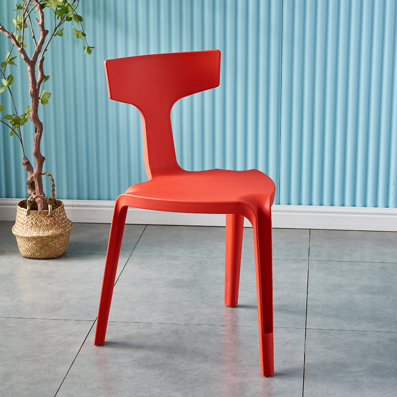 Contemporary Style Side Chair Plastic Slat Back Dining Room Chair for Indoor Red 1 Piece Clearhalo 'Dining Chairs' 'Dining Tables & Seating' 'dining_chair' 'furn' 'furn_dining_chair' 'Furniture' 'Kitchen & Dining Furniture' 7499534