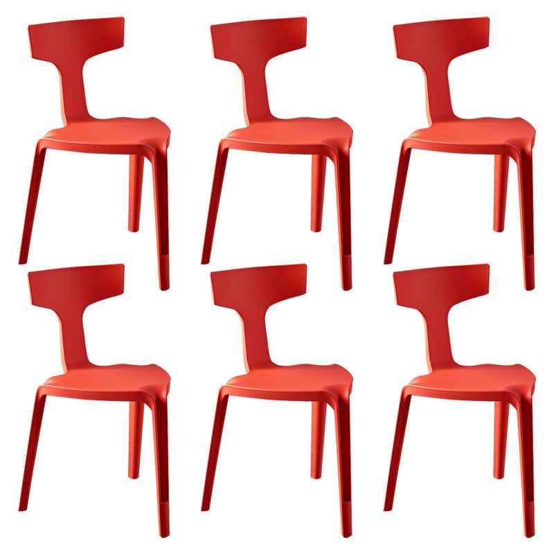 Contemporary Style Side Chair Plastic Slat Back Dining Room Chair for Indoor Red 6 Piece Set Clearhalo 'Dining Chairs' 'Dining Tables & Seating' 'dining_chair' 'furn' 'furn_dining_chair' 'Furniture' 'Kitchen & Dining Furniture' 7499537