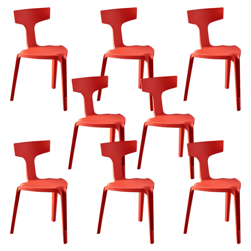 Contemporary Style Side Chair Plastic Slat Back Dining Room Chair for Indoor Red 8 Piece Set Clearhalo 'Dining Chairs' 'Dining Tables & Seating' 'dining_chair' 'furn' 'furn_dining_chair' 'Furniture' 'Kitchen & Dining Furniture' 7499538
