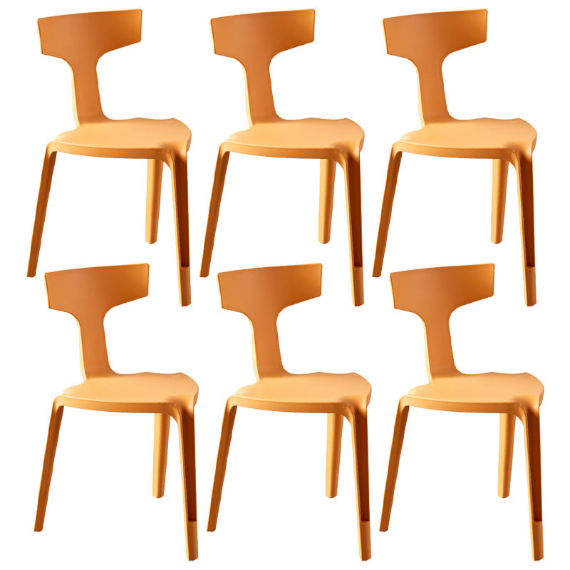 Contemporary Style Side Chair Plastic Slat Back Dining Room Chair for Indoor Yellow 6 Piece Set Clearhalo 'Dining Chairs' 'Dining Tables & Seating' 'dining_chair' 'furn' 'furn_dining_chair' 'Furniture' 'Kitchen & Dining Furniture' 7499542