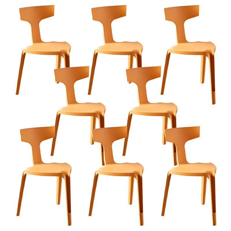 Contemporary Style Side Chair Plastic Slat Back Dining Room Chair for Indoor Yellow 8 Piece Set Clearhalo 'Dining Chairs' 'Dining Tables & Seating' 'dining_chair' 'furn' 'furn_dining_chair' 'Furniture' 'Kitchen & Dining Furniture' 7499543