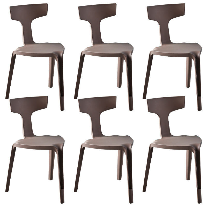 Contemporary Style Side Chair Plastic Slat Back Dining Room Chair for Indoor Brown 6 Piece Set Clearhalo 'Dining Chairs' 'Dining Tables & Seating' 'dining_chair' 'furn' 'furn_dining_chair' 'Furniture' 'Kitchen & Dining Furniture' 7499547