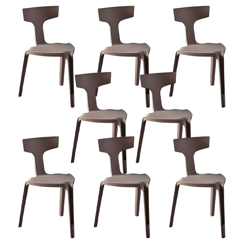 Contemporary Style Side Chair Plastic Slat Back Dining Room Chair for Indoor Brown 8 Piece Set Clearhalo 'Dining Chairs' 'Dining Tables & Seating' 'dining_chair' 'furn' 'furn_dining_chair' 'Furniture' 'Kitchen & Dining Furniture' 7499548