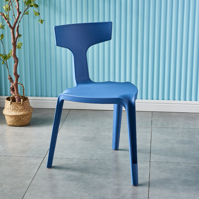 Contemporary Style Side Chair Plastic Slat Back Dining Room Chair for Indoor Blue 1 Piece Clearhalo 'Dining Chairs' 'Dining Tables & Seating' 'dining_chair' 'furn' 'furn_dining_chair' 'Furniture' 'Kitchen & Dining Furniture' 7499549
