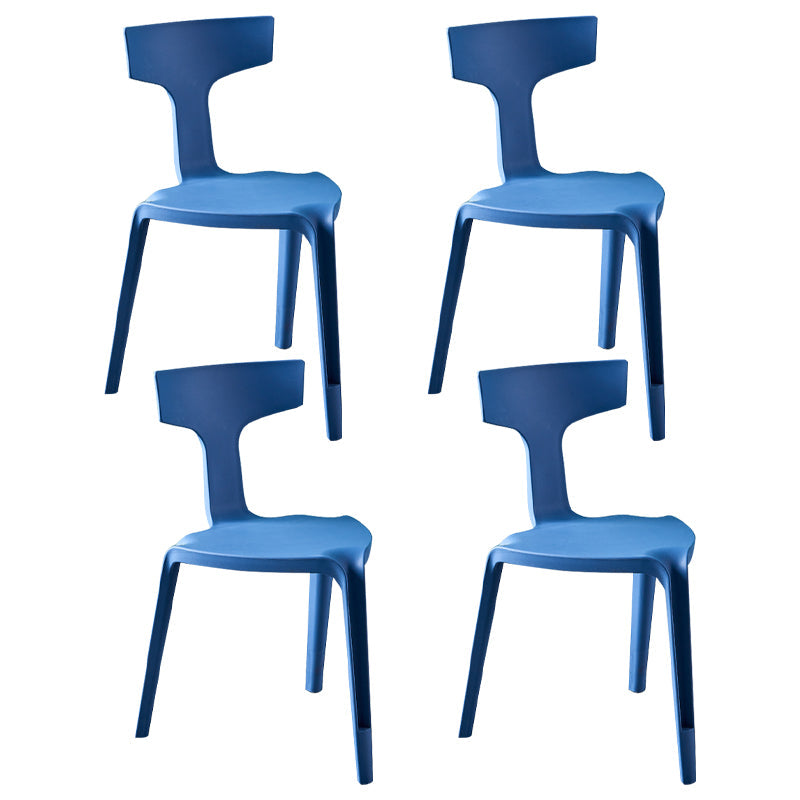 Contemporary Style Side Chair Plastic Slat Back Dining Room Chair for Indoor Blue 4 Piece Set Clearhalo 'Dining Chairs' 'Dining Tables & Seating' 'dining_chair' 'furn' 'furn_dining_chair' 'Furniture' 'Kitchen & Dining Furniture' 7499551