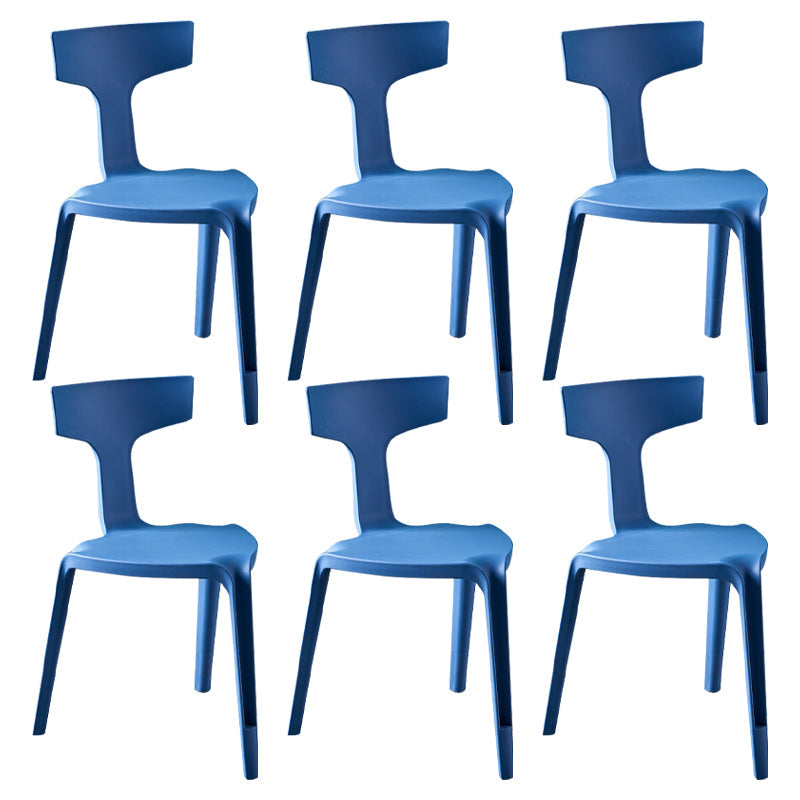 Contemporary Style Side Chair Plastic Slat Back Dining Room Chair for Indoor Blue 6 Piece Set Clearhalo 'Dining Chairs' 'Dining Tables & Seating' 'dining_chair' 'furn' 'furn_dining_chair' 'Furniture' 'Kitchen & Dining Furniture' 7499552